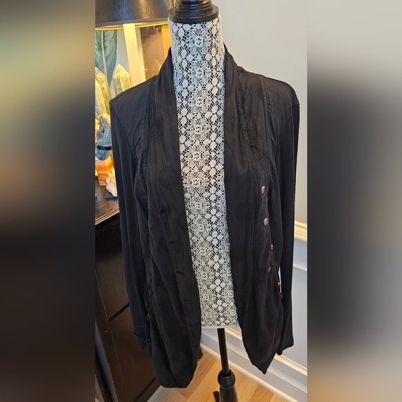Prairie Underground Embroidered Organic Cotton Cardigan Jet Black size M - Picture 12 of 12